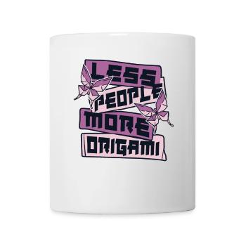 moins de personnes plus d’origami hibou grue en papier pliage - Mug blanc - blanc - Devant