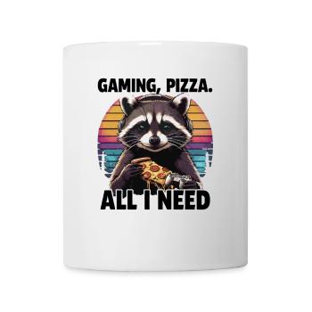 Funny Raccoon Gaming Pizza Gamer Gamer Gaming - Mug - white - Front
