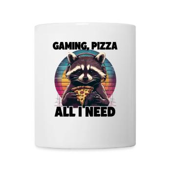 Funny Raccoon Gaming Pizza Gamer Gamer Gaming - Mug - white - Front