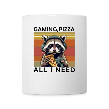 Funny Raccoon Gaming Pizza Gamer Gamer Gaming - Mug - white - Front