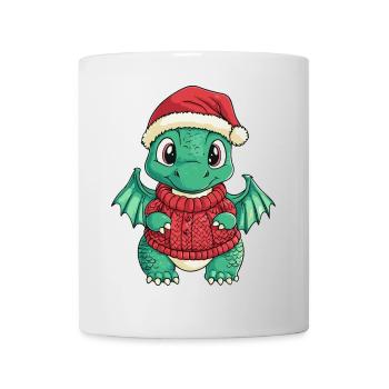 Drache Weihnachten Comic - Tasse - Weiß - Vorne