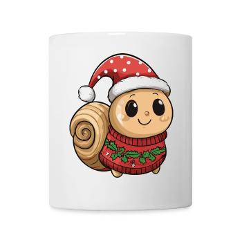 Schnecke Weihnachten Comic - Tasse - Weiß - Vorne