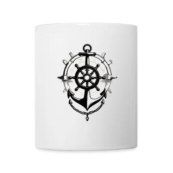 Kapitän Steuerrad Anker Segelboot Motiv - Tasse - Weiß - Vorne