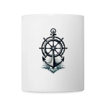 Captain Steering Wheel Anchor Sailboat Adventure - Mug - white - Front