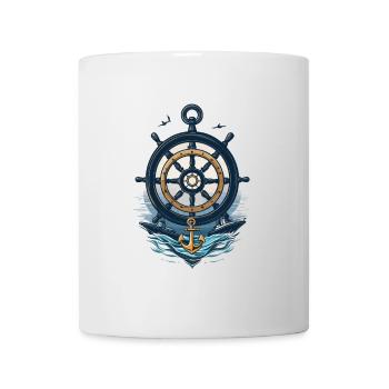 Captain Steering Wheel and Anchor Adventure - Mug - white - Front