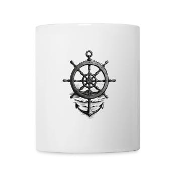 Maritime Seafarer Design with Anchor and Steering Wheel - Mug - white - Front