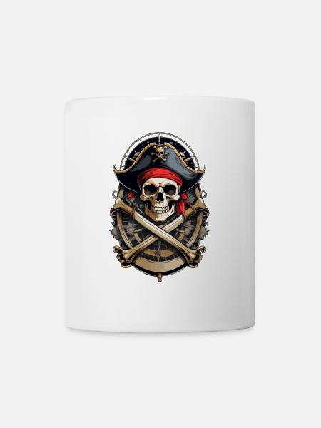 Drapeaux de pirate crâne Jolly Roger costume de pirate - Mug blanc - blanc