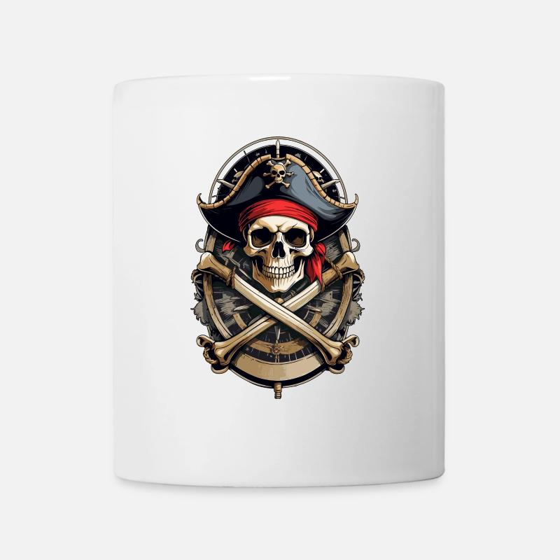 Drapeaux de pirate crâne Jolly Roger costume de pirate - Mug blanc - blanc
