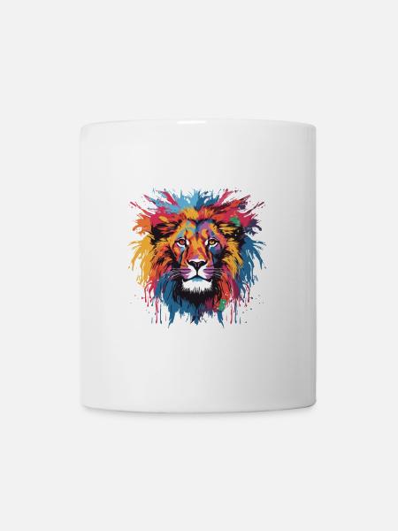 Löwe Kopf Porträt Pop Art - Tasse - Weiß