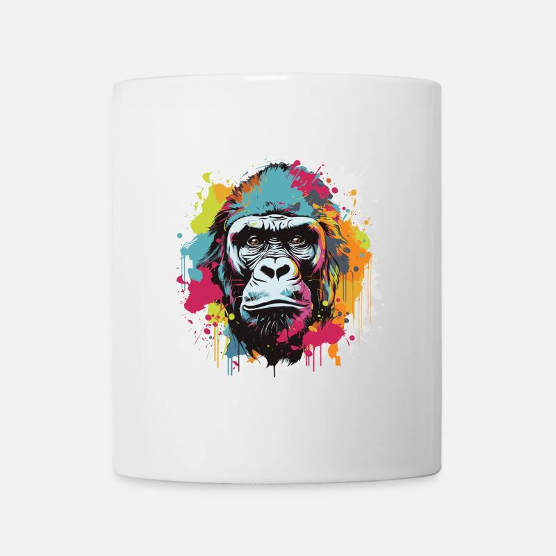 Portrait Tête De Gorille Pop Art - Mug blanc - blanc