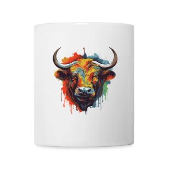 Tête de taureau Portrait Animal Taureau Pop Art - Mug blanc - blanc - Devant