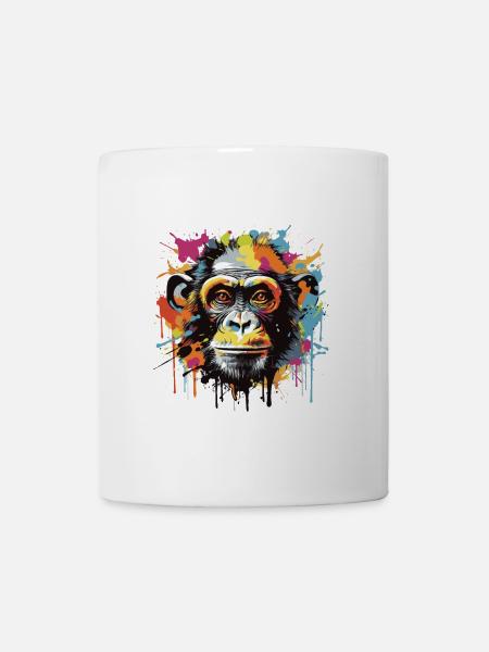 Portrait Tête De Singe Pop Art - Mug blanc - blanc