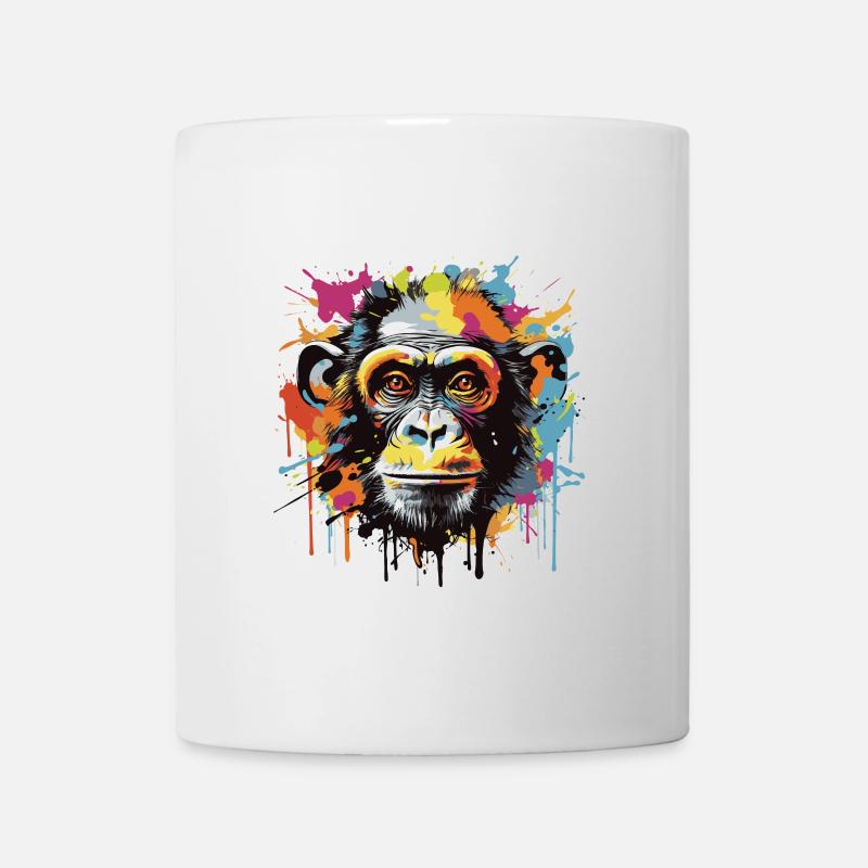 Portrait Tête De Singe Pop Art - Mug blanc - blanc