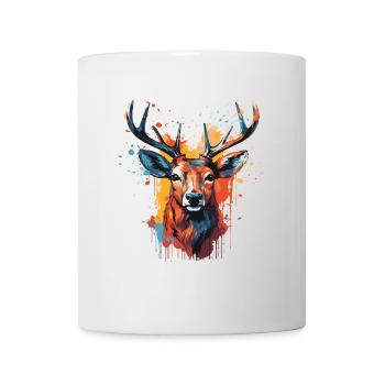 Hirsch Kopf Porträt Pop Art - Tasse - Weiß - Vorne