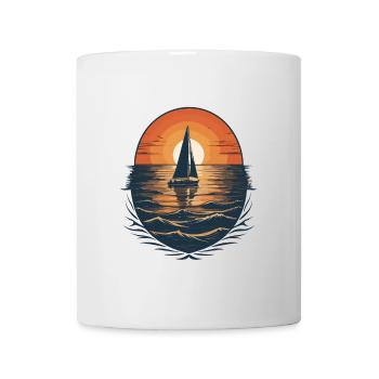 âAventure en voilier au coucher du soleil - Mug blanc - blanc - Devant