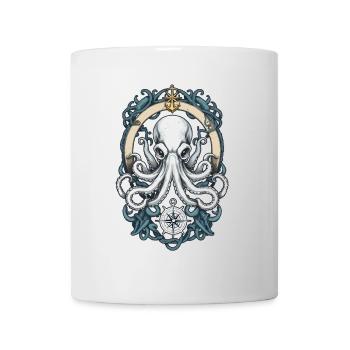 Octopus Sea Monster Pêcheur Capitaine Voilier - Mug blanc - blanc - Devant