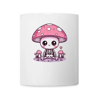 Squelette de champignon mignon Squelette effrayant Kawaii - Mug blanc - blanc - Devant
