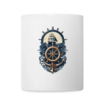 Nautical Adventure Sailing Ship Compass - Mug - white - Front