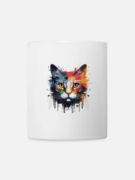 Katze Symbol Kopf Porträt Pop Art - Tasse - Weiß