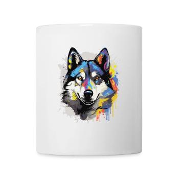 Husky Dog Head Portrait Pop Art - Mug - white - Front