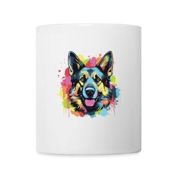 German Shepherd Dog Head Portrait Pop Art - Mug - white - Front