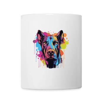 Doberman Dog Head Portrait Pop Art - Mug - white - Front
