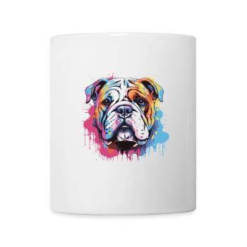 Bulldog Dog Head Portrait Pop Art - Mug - white - Front