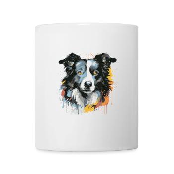 Border Collie Dog Head Portrait Pop Art - Mug - white - Front