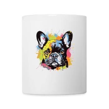 Französische Bulldogge Hund Pop Art Porträt - Tasse - Weiß - Vorne