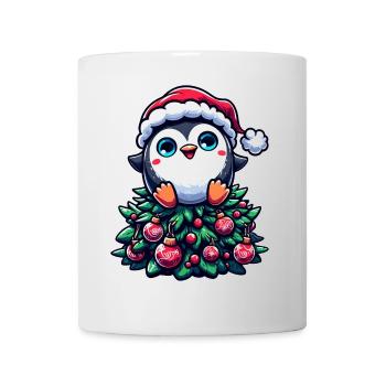 Lustiger Pinguin Weihnachtsbaum Skurril - Tasse - Weiß - Vorne