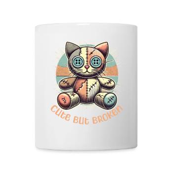 Mental Psychopath Cute But Broken Cat - Mug - white - Front