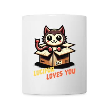 Lucifur Loves You Dessin Animé Motif Chat - Mug blanc - blanc - Devant