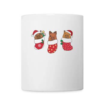 De mignons capybaras en chaussettes de Noël pour Noël - Mug blanc - blanc - Devant