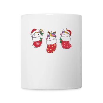 Mignons licornes en chaussettes de Noël pour Noël - Mug blanc - blanc - Devant