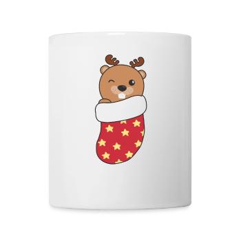 De mignons castors en chaussettes de Noël pour Noël - Mug blanc - blanc - Devant