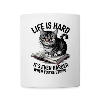 Cute Bookworm Cat on a Book - Funny Cat Lover Art - Mug - white - Front