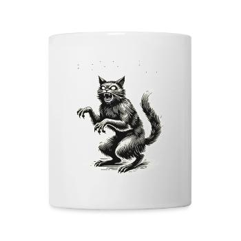 Hiss Off Gruselige Katze Humorvoll - Tasse - Weiß - Vorne