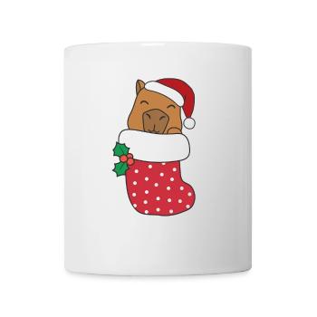 Cute Capybaras in Christmas Socks for Christmas - Mug - white - Front