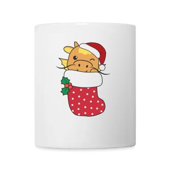 Mignon dragon en chaussette de Noël pour Noël - Mug blanc - blanc - Devant