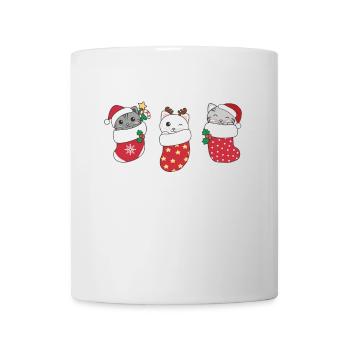 Chats mignons en chaussettes de Noël pour Noël - Mug blanc - blanc - Devant