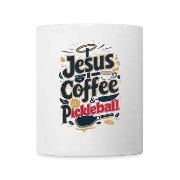 Jesus Kaffee Pickleball Christliche Enthusiast Kunst - Tasse - Weiß - Vorne