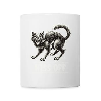 Motif de chat effrayant avec sifflement hors texte - Mug blanc - blanc - Devant