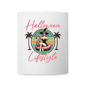 Halloween Lifestyle Beach Witch Flamingo - Mug - white - Front