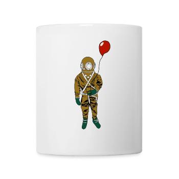 Taucher mit Luftballon - Geburtstagsgeschenk - Tasse - Weiß - Vorne
