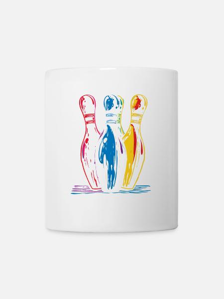 Oldschool Bowling Zeichnung - Tasse - Weiß