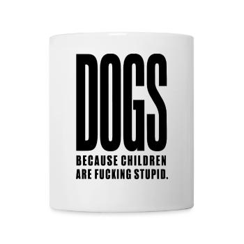 Chiens sur les enfants Drôle Audacieux Amoureux des chiens Humour - Mug blanc - blanc - Devant