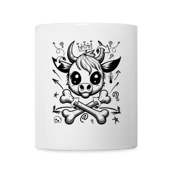 Comic-Kuh Piraten-Style Shirt für Streetwear-Fans - Tasse - Weiß - Vorne