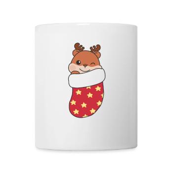 Süße Hamster in Weihnachtssocke zu Weihnachten - Tasse - Weiß - Vorne