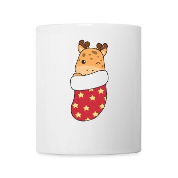 Mignonnes girafes en chaussettes de Noël pour Noël - Mug blanc - blanc - Devant