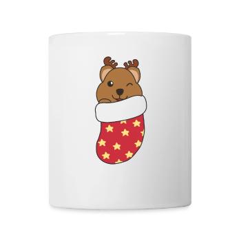 Mignon quokka en chaussette de Noël pour Noël - Mug blanc - blanc - Devant